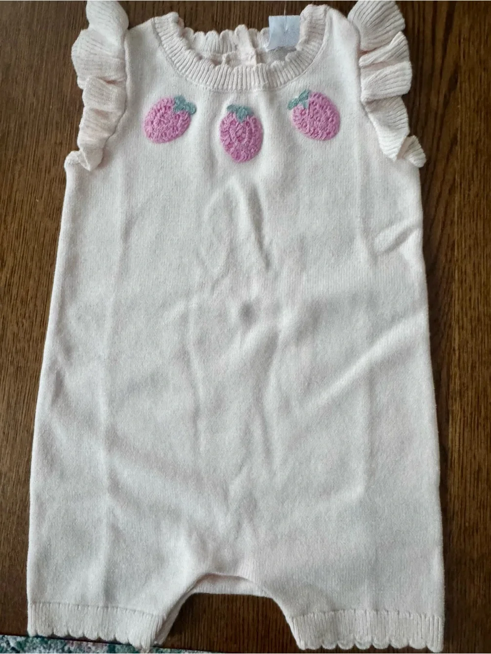 Baby Gap Pink Knit Romper with Strawberry Embroidery. Size 6-12 months. BNWT.